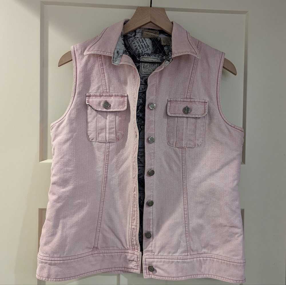 - Ruff Hewn Denim Vest pink 🩷 100% cotton size medium